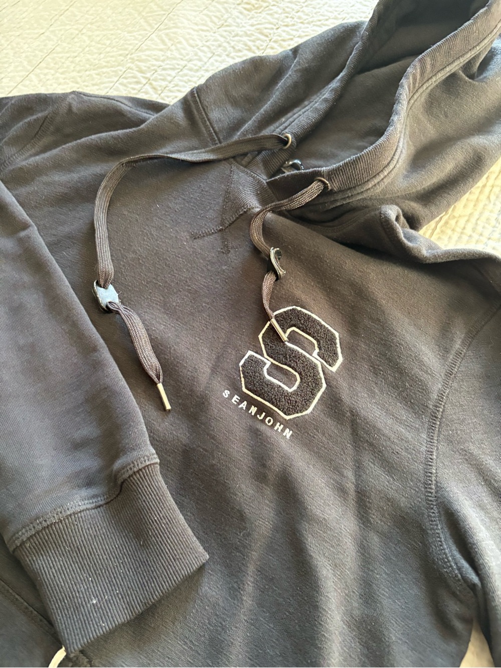 Sean John Men's Dark Brown Hoodie with Embroidered S Logo